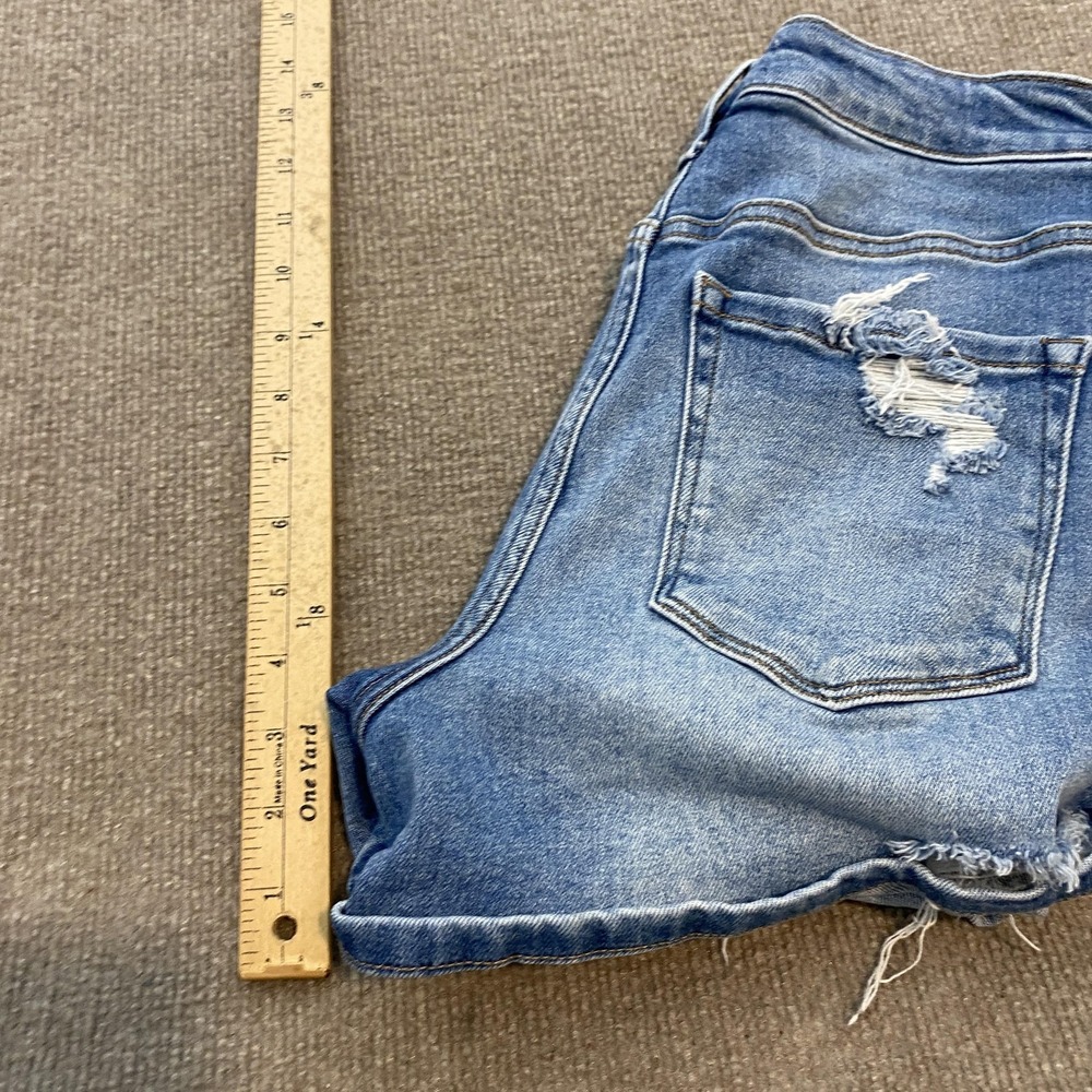 Vervet Cutoff Shorts Womens Medium Blue Distressed Denim Cuffed Stretch VT938 - Picture 9 of 10